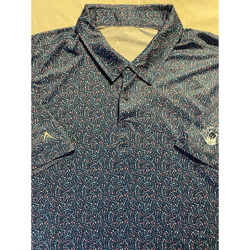 Antigua Stretch Golf Polo Mens XL‎ Golf Tees All Over Print Performance Preppy